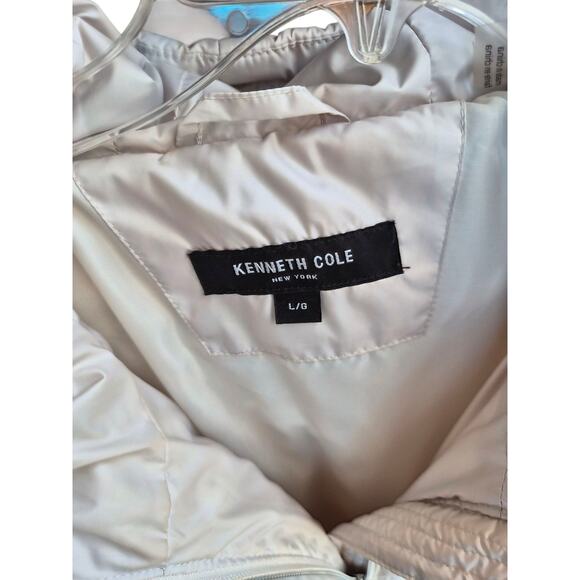 KENNETH COLE Womens Cream Puffer Full Zip Jacket Size L Quilted - Picture 3 of 3